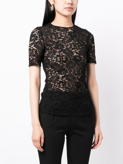 Shop Del Core Floral-lace Short-sleeved T-shirt In Black