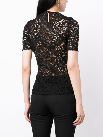 Shop Del Core Floral-lace Short-sleeved T-shirt In Black