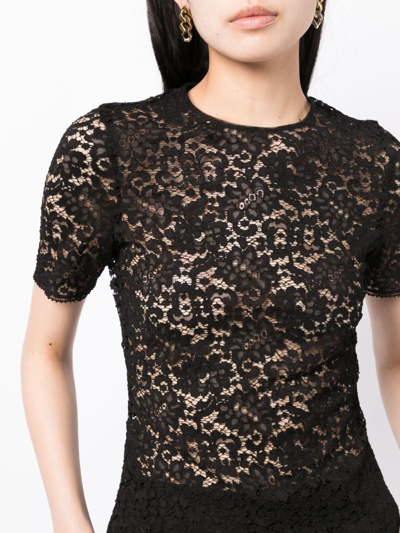 Del Core Floral-lace Short-sleeved T-shirt In Black