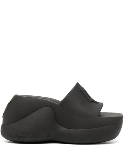 Shop Naked Wolfe Chic 100mm Wedge Sandals In Black