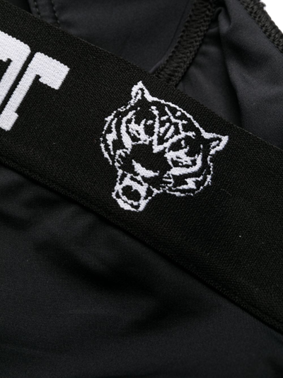 Shop Plein Sport Logo-tape One-shoulder Swimsuit In Black
