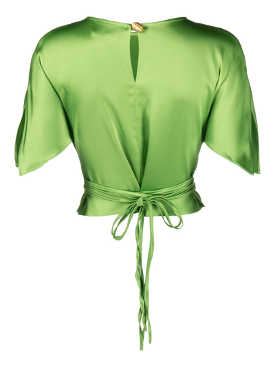 Shop Concepto Belted Cropped Top In Green