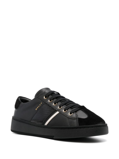 Shop Bally Roller P Low-top Leather Sneakers In 黑色