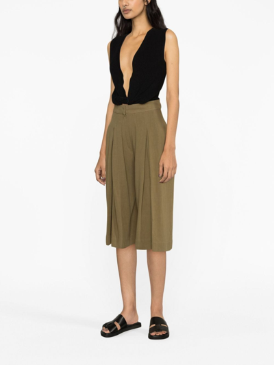 Shop Concepto High-waist Cropped Trousers In Green