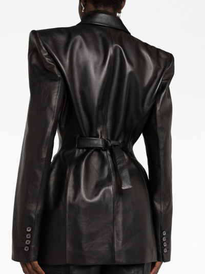 Shop Magda Butrym Fitted Leather Jacket In 黑色