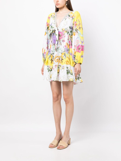 Shop Camilla Graphic-print Linen Dress In 黄色