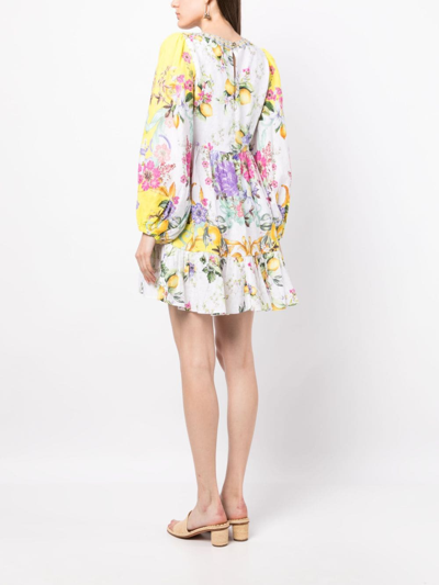 Shop Camilla Graphic-print Linen Dress In 黄色