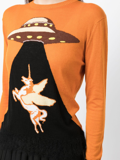Shop Undercover Ufo Jacquard Knitted Jumper In Orange