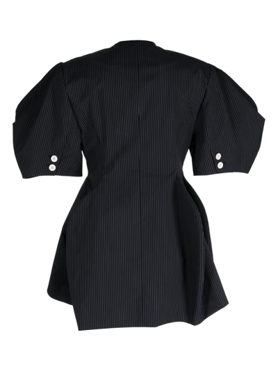 Enföld Pinstripe Short-sleeve Blouse In Blue
