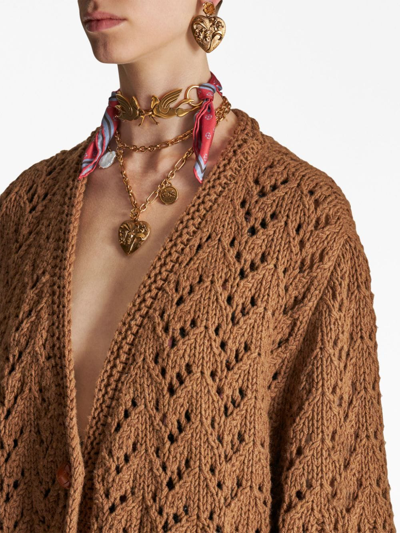 Shop Etro Button-down Wool Cardi-coat In Brown