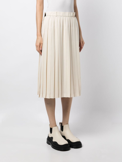 Shop Undercover Layered Pleated Midi Skirt In Neutrals