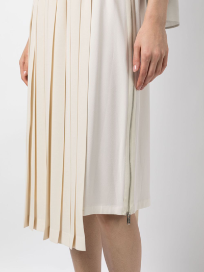 Shop Undercover Layered Pleated Midi Skirt In Neutrals