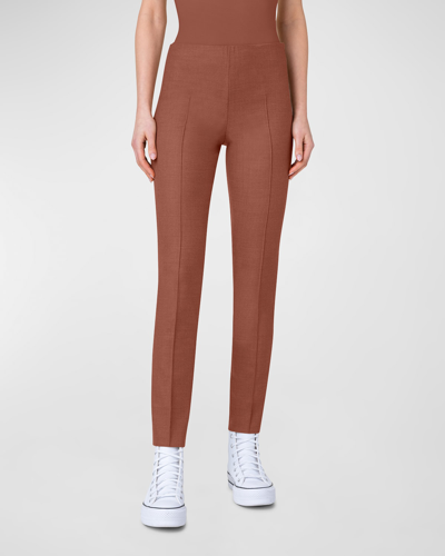 Shop Akris Melissa Wool Flannel Slim-fit Pants In Vicuna