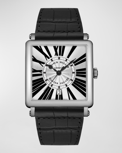 Shop Franck Muller Men's Master Square 18k White Gold Watch With Alligator Strap