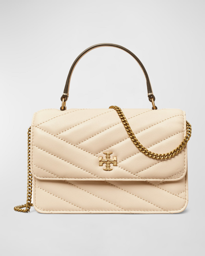 Shop Tory Burch Kira Mini Quilted Top-handle Bag In New Cream