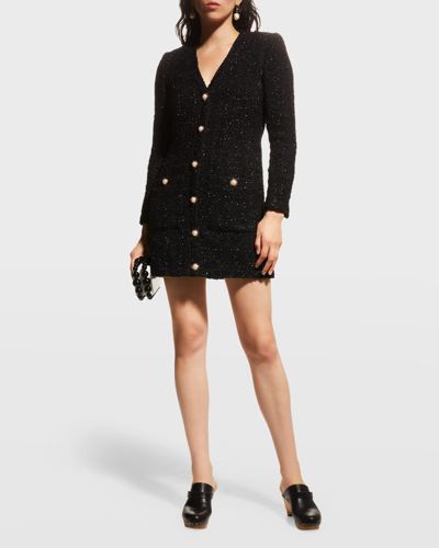 Shop Veronica Beard Kenai Sparkly Button-front Blazer Dress In Black