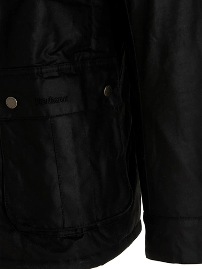 Barbour Black Logo Patch Jacket In Black