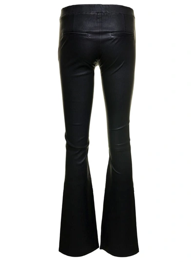 Shop Arma Black 'izzy' Pants With Branded Button Fastening In Leather Woman
