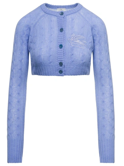 Shop Etro Cashmere Cardigan In Blu