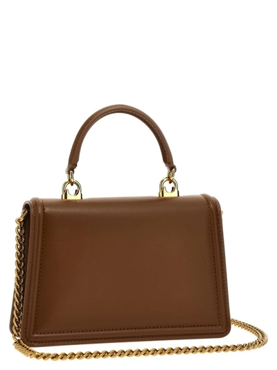 Shop Dolce & Gabbana 'devotion' Small Handbag In Beige