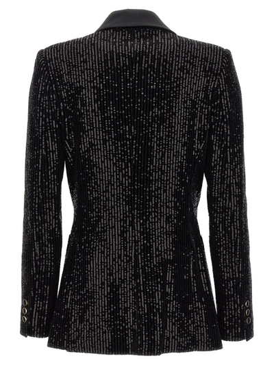 Shop Elie Saab Sequin Velvet Blazer In Black