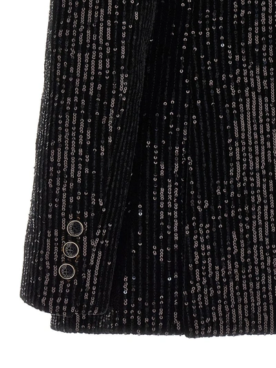 Shop Elie Saab Sequin Velvet Blazer In Black