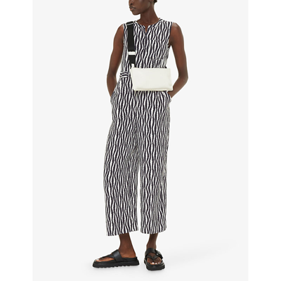 Whistles Womens Black Josie Optical Rope-pattern Woven Jumpsuit In Black