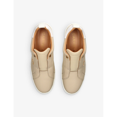 Shop Carvela Womens Taupe Connected Laceless Platform Leather Trainers