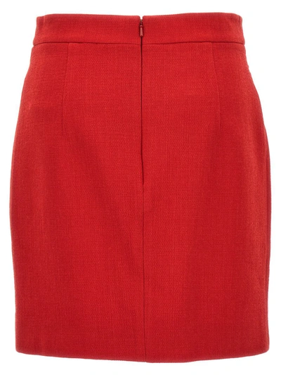 Shop Moschino Heart Button Skirt In Red