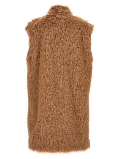 Shop Nude Eco Fur Vest In Beige