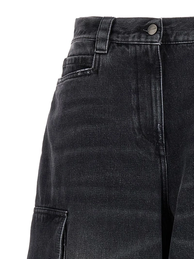 Palm Angels Bw Wide Denim Parachute In Gray