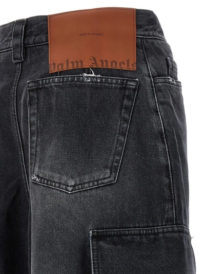 Palm Angels Bw Wide Denim Parachute In Gray