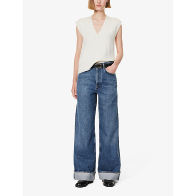 Shop Agolde Womens Control (dk Ind) Dame Wide-leg High-rise Organic Denim Jeans