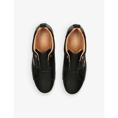 Carvela Womens Black Connected Laceless Platform Leather Trainers In Black