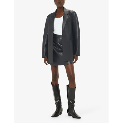 Shop Whistles Women's Black Katrina Relaxed-fit Leather Blazer