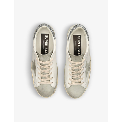 Shop Golden Goose Women's White/oth Super Star 10273 Star-embellished Suede-star Leather Trainers