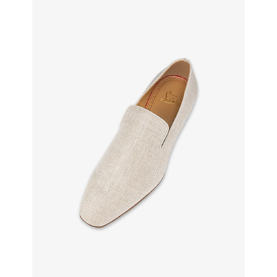Shop Christian Louboutin Mens Albatre Dandelion Linen Loafers In Cream