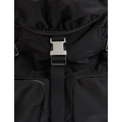 Shop Allsaints Black Ren Logo-patch Drawstring Recycled-polyester Backpack