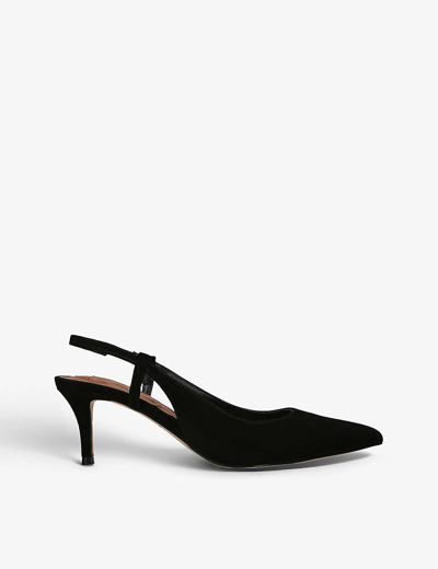 Shop Kurt Geiger London Women's Black Belgravia Sling-back Suede Heeled Courts