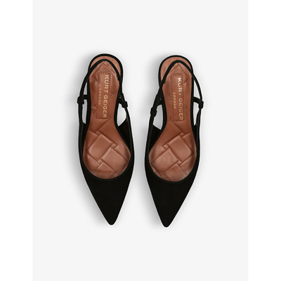 Shop Kurt Geiger London Women's Black Belgravia Sling-back Suede Heeled Courts