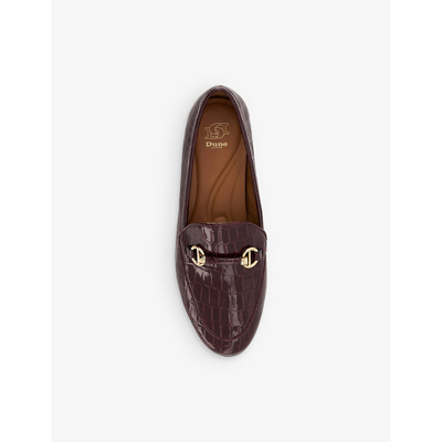 Shop Dune Women's Burgundy-croc Synthetic Grandeur Croc-embossed Faux-leather Loafers In Red