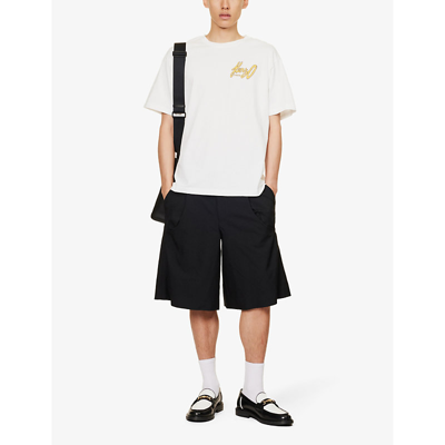 Shop Kenzo Men's Off White Logo-print Short-sleeved Cotton-jersey T-shirt