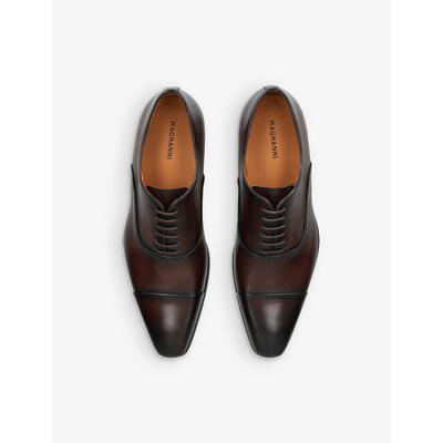 Shop Magnanni Brown Milos Toecap-stitched Leather Oxford Shoes