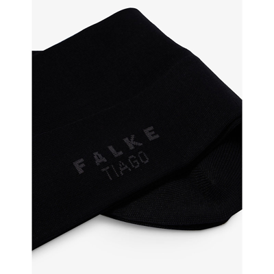Shop Falke Men's Black Tiago Ribbed-edge Cotton-blend Socks