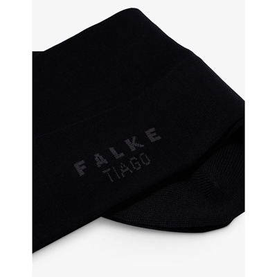 Falke Mens Black Tiago Ribbed-edge Cotton-blend Socks In Black