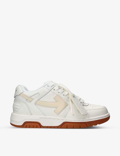 Shop Off-white C/o Virgil Abloh Womens White/oth Out Of Office Logo-embroidered Leather Low-top Trainers