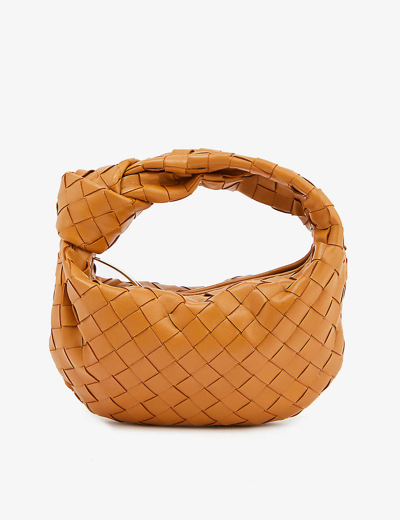 Shop Bottega Veneta Caramel 20-gold Jodie Mini Leather Top-handle Bag