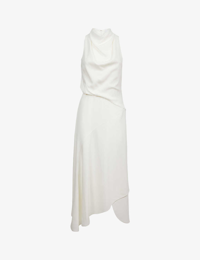Shop Reiss Women's Ivory Giana High-neck Stretch-woven Midi Dress