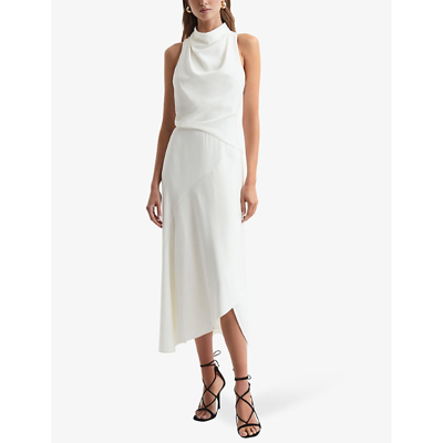 Shop Reiss Women's Ivory Giana High-neck Stretch-woven Midi Dress