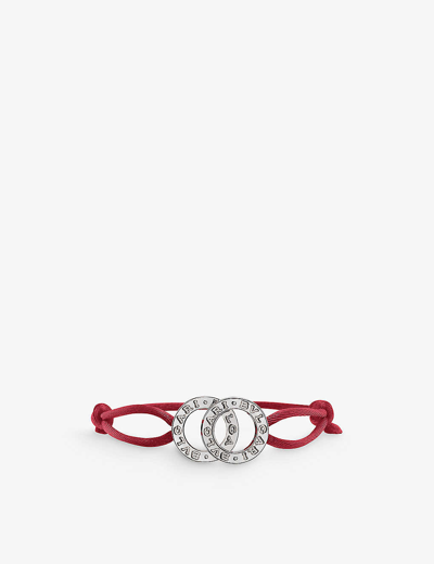 Shop Bvlgari Womens Red Sterling Silver And Fabric Bracelet